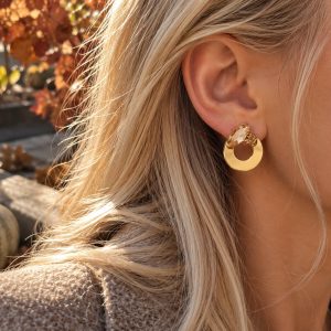 Crystal mini round gold uhani
