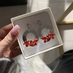 Crystal round red earrings