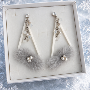 Uhani ICE QUEEN fur triangle