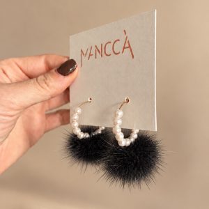 Uhani pearl fluffy black