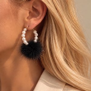 Uhani pearl fluffy black