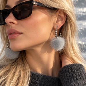 Uhani fluffy silver