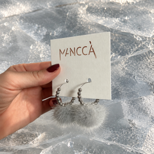 Uhani fluffy silver